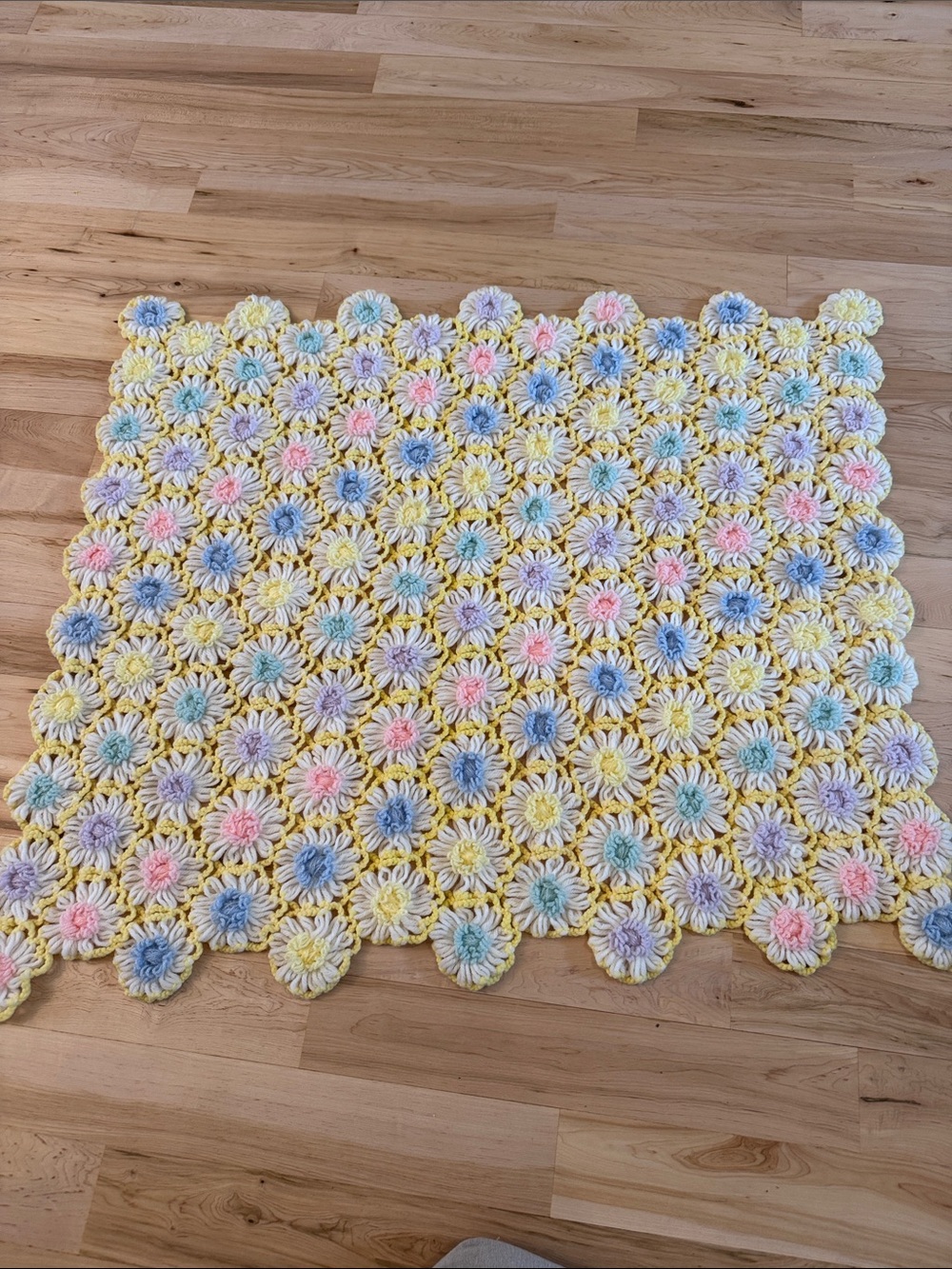 Handmade floral 3D puff flower crochet blanket-Baby-Boho-Cottagecore